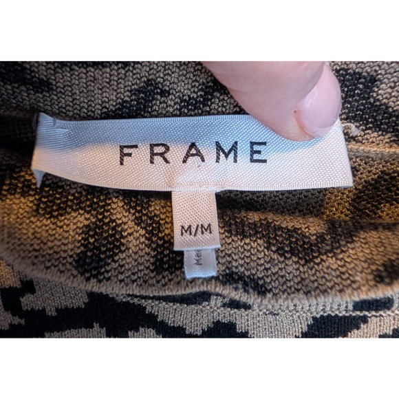 Frame Mock Neck Jacquard Animal‎ Print Mini Sweater Dress Maximalist Mobwife Med - Picture 7 of 13